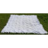 A large impressive 19th Century Victorian white wool crochet bedspread / blanket having diamond