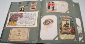 Postcards - an old Edwardian slot in type postcard album filled with cards (294). Mostly pre WWI