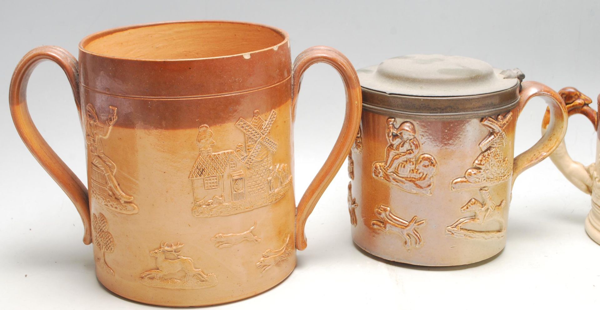 A large quantity of 19th century Royal Doulton Lambeth stoneware to include cups, jugs and loving - Bild 4 aus 6