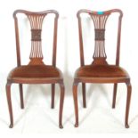 A pair of late 19th century Victorian Art Nouveau mahogany dining chairs / hall chairs having padded