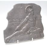 A good 20th Century heavy lead plaque depicting the death of Achilles with an arrow in his heel