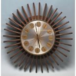 A 1950’s retro mid century Westclock Scotland sunburst wall clock