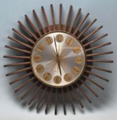 A 1950’s retro mid century Westclock Scotland sunburst wall clock