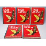 A group of five vintage retro Eagle Annual annuals by Hilton Press Ltd, edited by Marcus Morris to