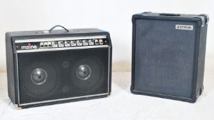 A pair of vintage audio equipment / speakers to include a Maine Electronics Ltd Model 70s together