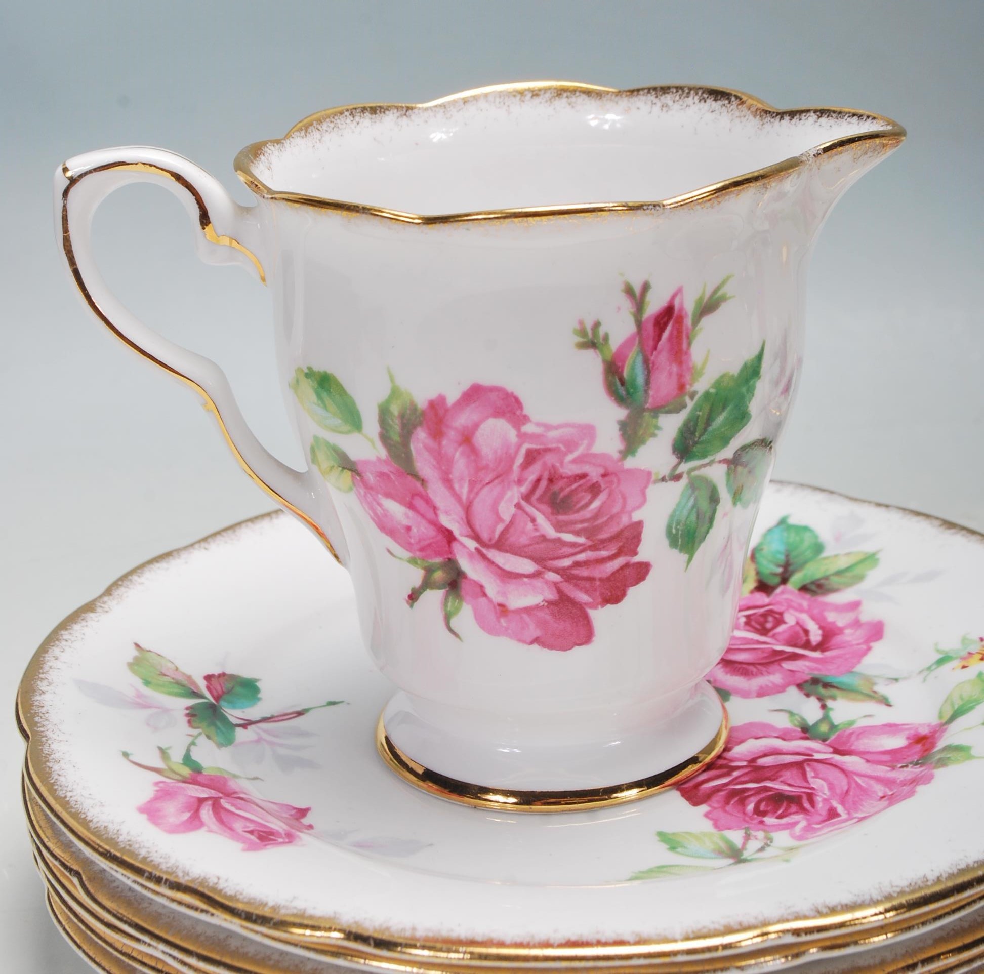 A vintage 20th century Royal Staffordshire bone china Berkeley Rose six person tea service - Image 4 of 7