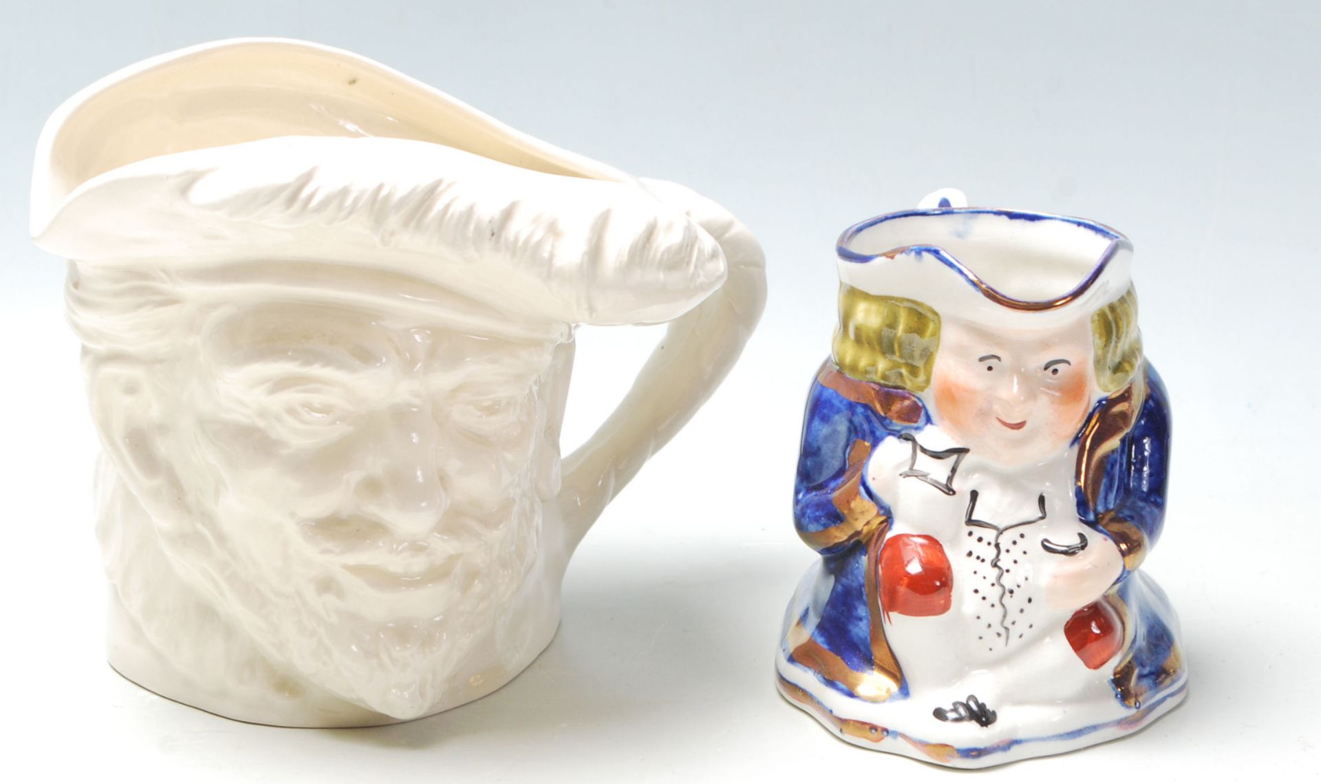 A rare 20th century Royal Doulton Sir Francis Drake large white glazed character jug being stamped