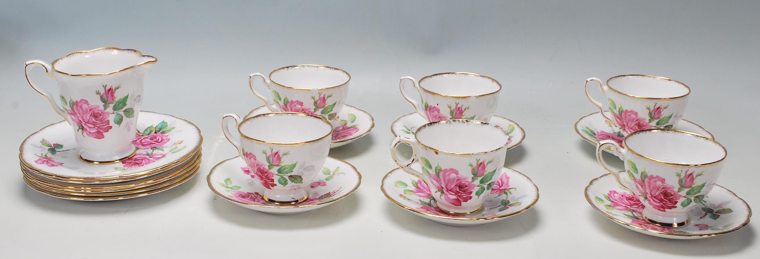 A vintage 20th century Royal Staffordshire bone china Berkeley Rose six person tea service