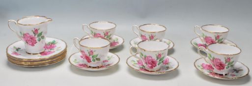 A vintage 20th century Royal Staffordshire bone china Berkeley Rose six person tea service