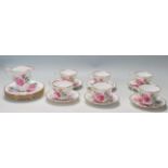 A vintage 20th century Royal Staffordshire bone china Berkeley Rose six person tea service