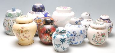 A group of 20th Century Chinese ginger jars to include various transfer printed and hand painted