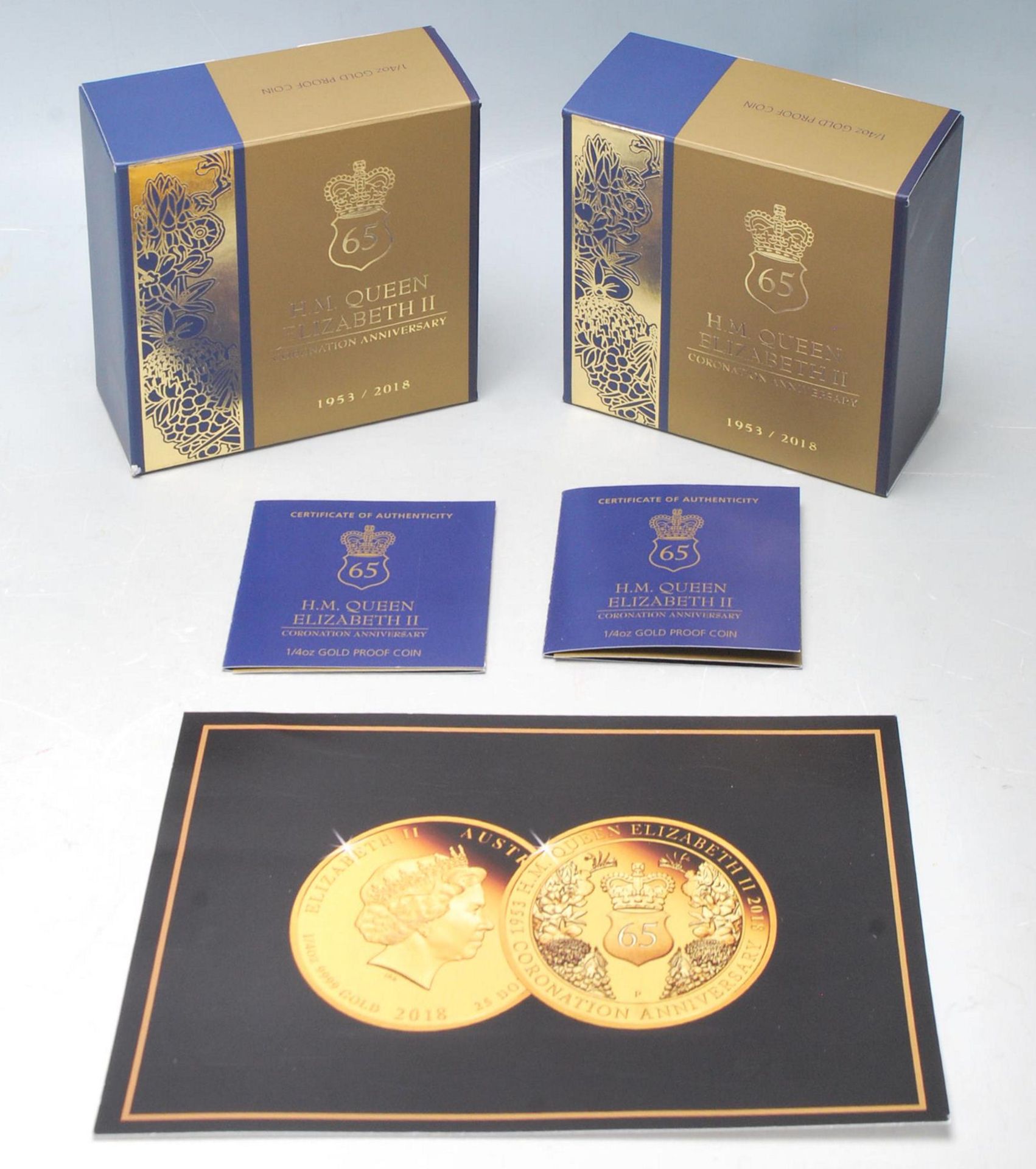 A pair of 1/4 ounce 24ct gold coins by the Perth Mint commemorating the 65th Queens Jubilee. Each - Bild 4 aus 4