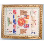 An original 1936 Edward VIII commemorative embroidery sampler, 1936 dated above Buckingham Palace,