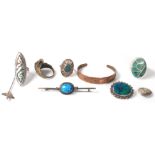 A selection of jewellery to include some Native American examples including a Hopi medallion /