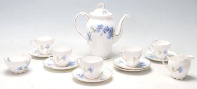 A vintage retro 20th Century Royal Adderley porcelain coffee service in the Cornflower pattern