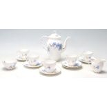 A vintage retro 20th Century Royal Adderley porcelain coffee service in the Cornflower pattern