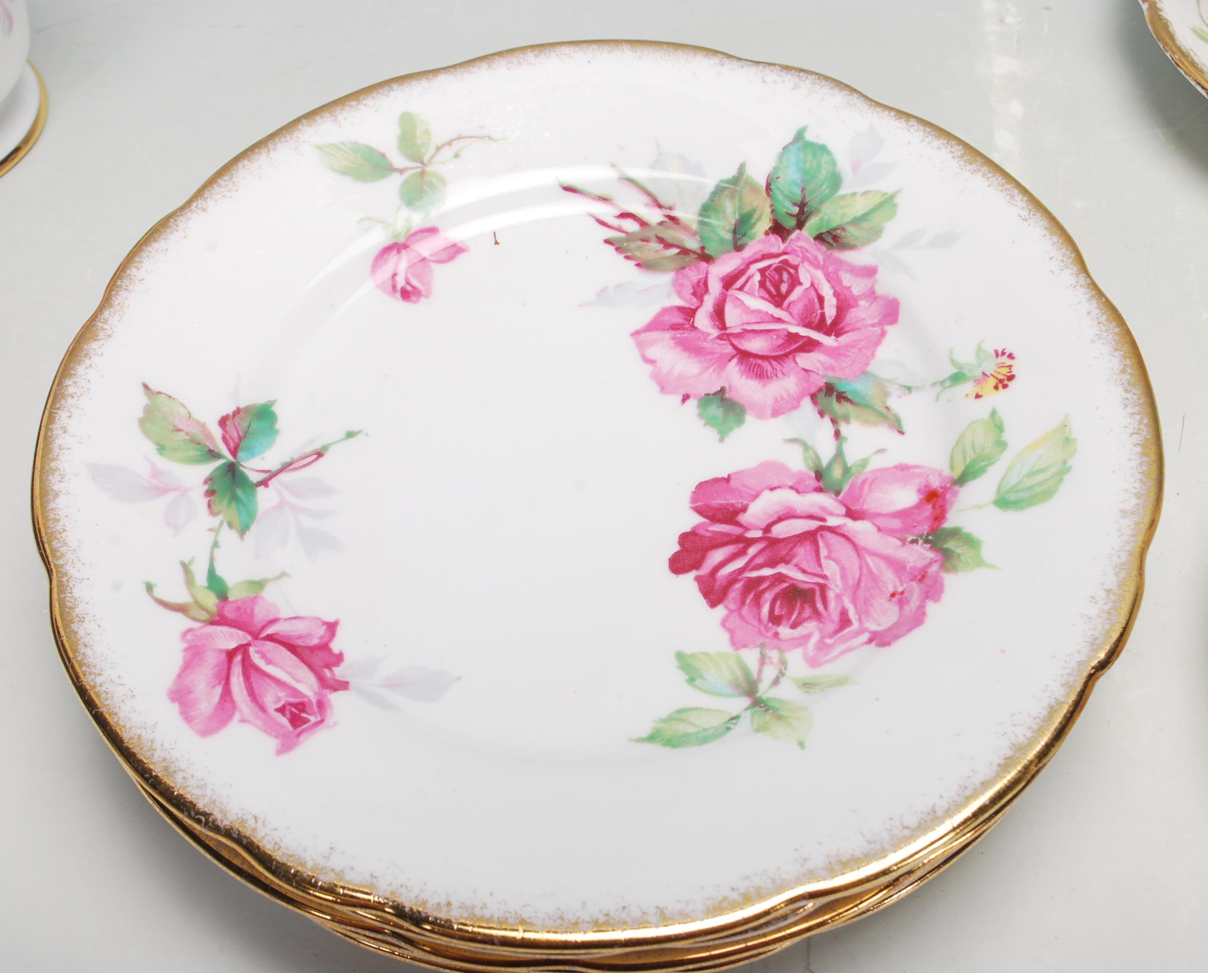 A vintage 20th century Royal Staffordshire bone china Berkeley Rose six person tea service - Image 6 of 7