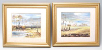 Lilias Blackie ( British 20th century )  - A pair of oil on board landscape paintings of rural