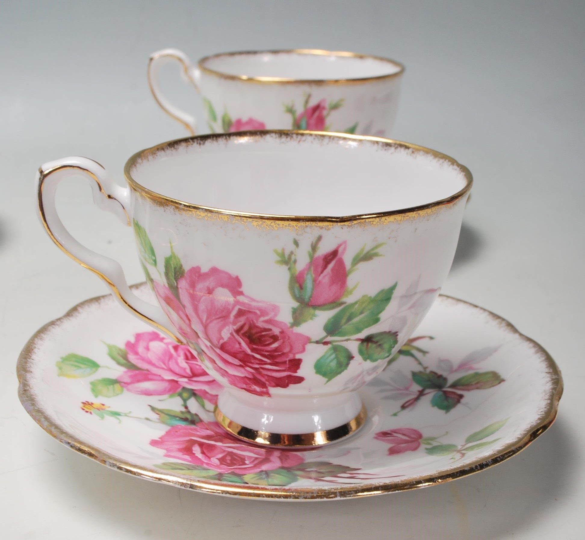 A vintage 20th century Royal Staffordshire bone china Berkeley Rose six person tea service - Image 2 of 7