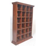 A 20th century hardwood Industrial revival mahogany office style pigeon hole cubby shelves cabinet