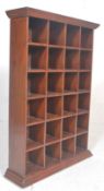 A 20th century hardwood Industrial revival mahogany office style pigeon hole cubby shelves cabinet