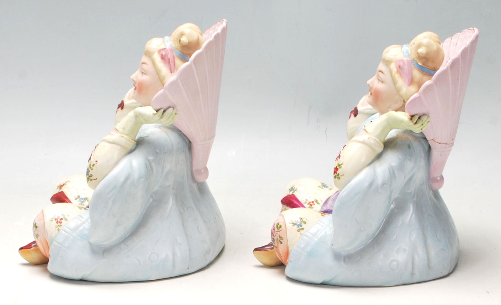 A large pair of Victorian German porcelain nodding figurines in the manner of Meissen, circa 1900 - Bild 5 aus 7