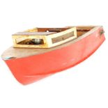 An original retro vintage scratch built wooden toy motorised speedboat OSS 221 " Max engine "