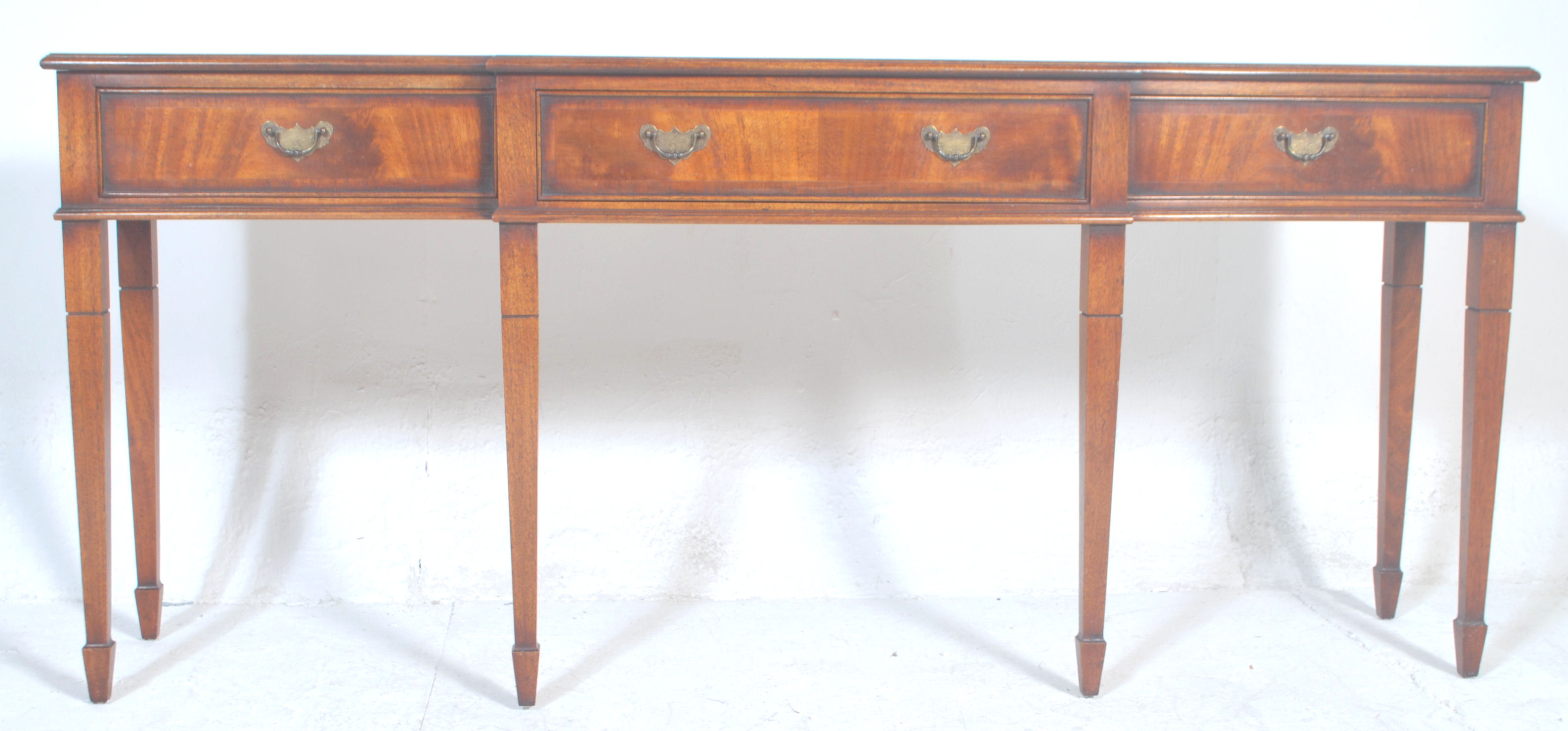 A good Regency revival mahogany breakfront console table.  The console being raised on square - Image 2 of 11