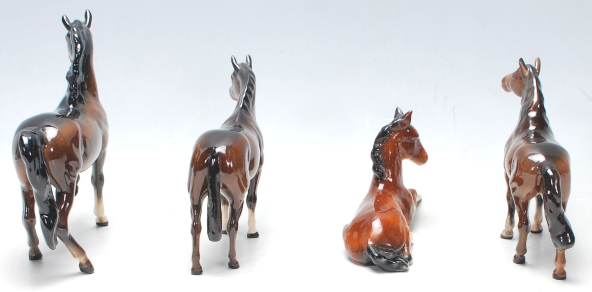 A collection of three vintage mid century Beswick horses finished in dark brown colour, white - Image 4 of 8