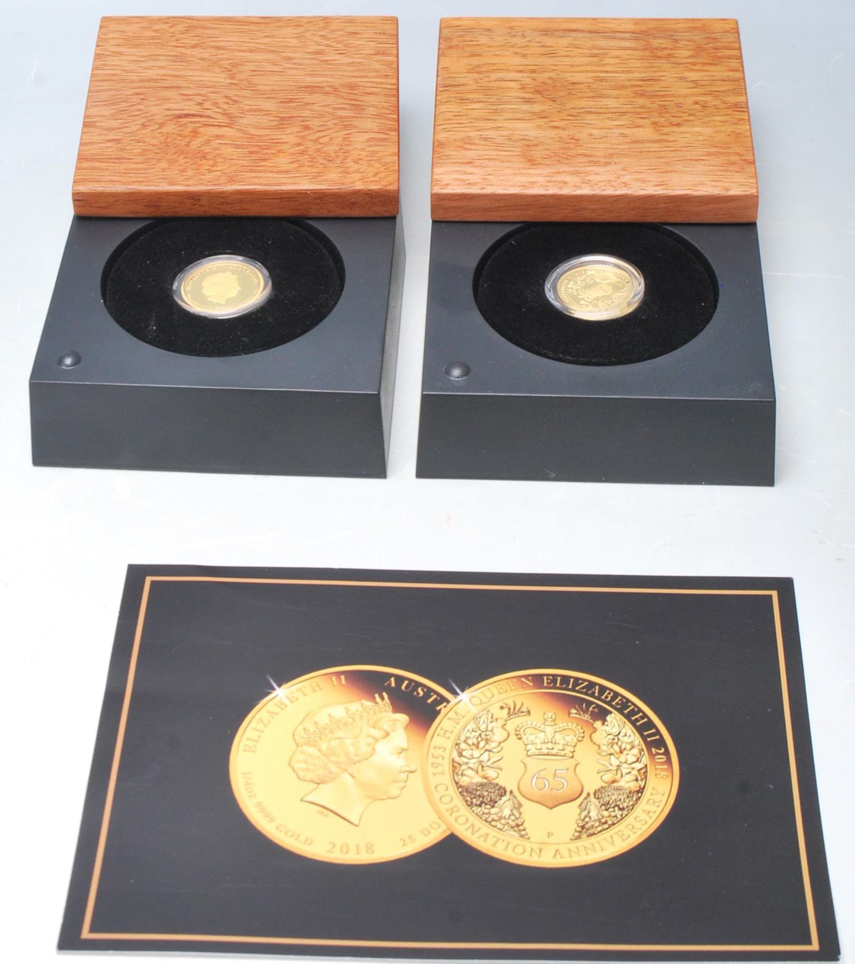 A pair of 1/4 ounce 24ct gold coins by the Perth Mint commemorating the 65th Queens Jubilee. Each - Bild 3 aus 4