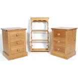 A pair of antique style country  pine bedside pedestal chests of drawers - cabinets. Each having a