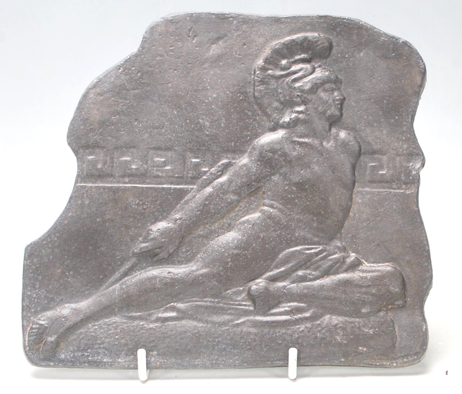 A good 20th Century heavy lead plaque depicting the death of Achilles with an arrow in his heel - Image 2 of 6