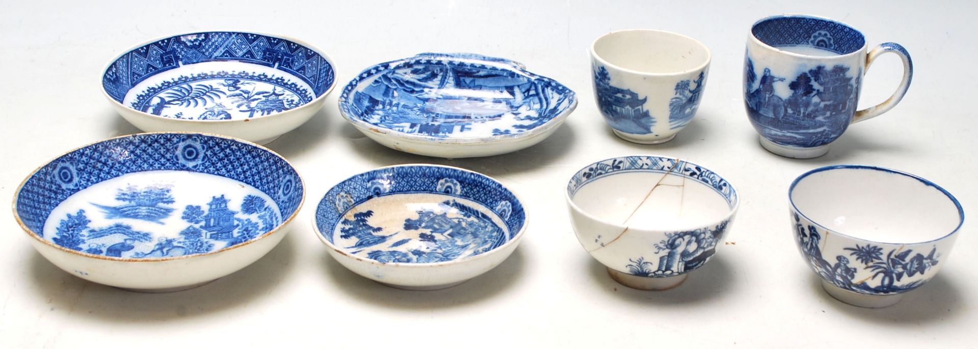 A good collection of 19th century or later English blue and white Chinese ceramics to include