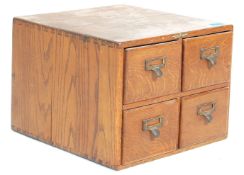 A vintage retro 20th century, circa 1940's Industrial office / factory oak desk top filing cabinet