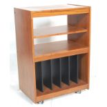 A vintage retro 20th century teak wood pedestal entertainment unit cabinet of Danish manner. The