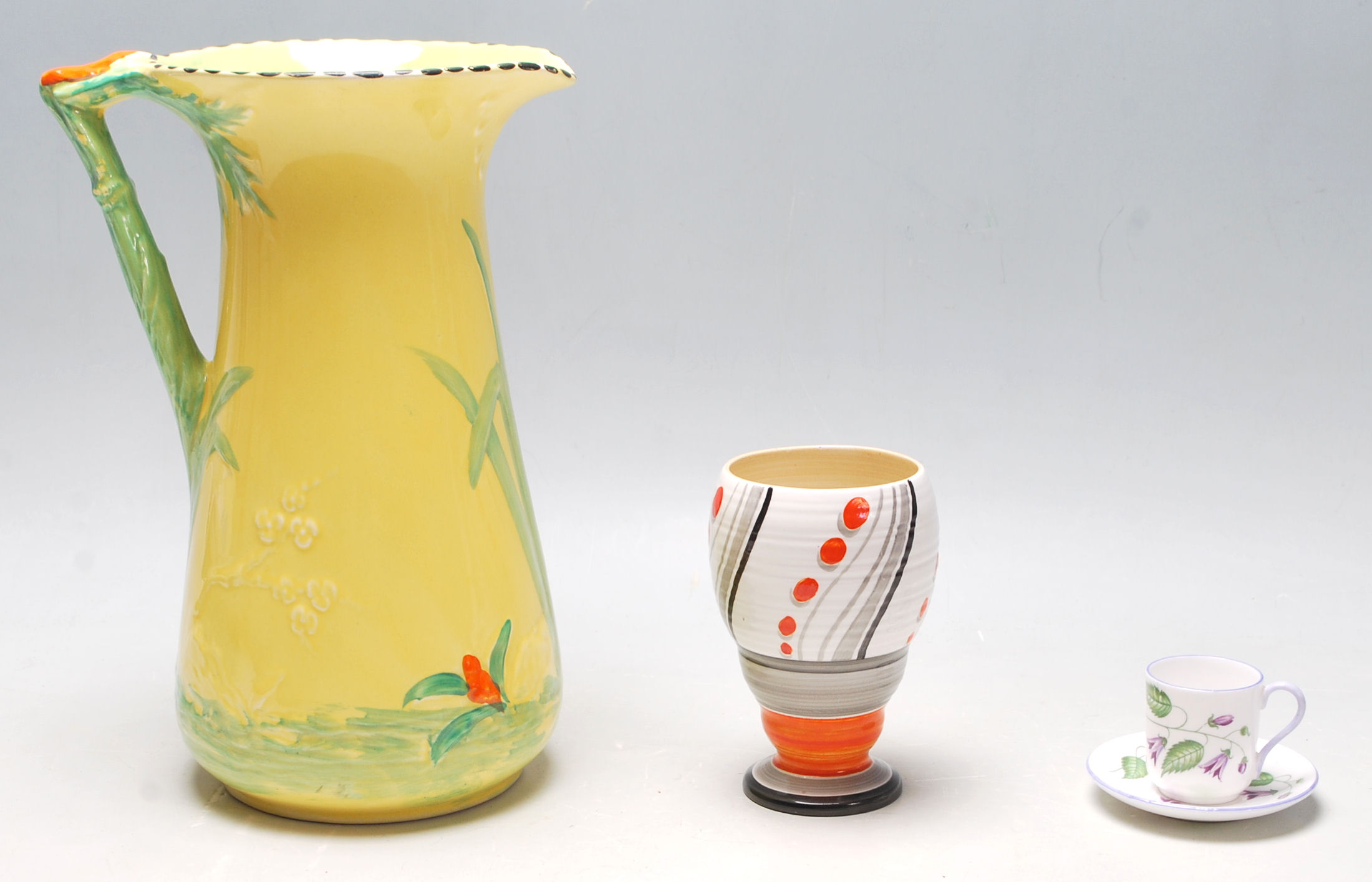 An Art Deco Burleigh Ware large water jug with a raised hand painted flamingo to the side and with a - Image 3 of 7