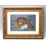 A good Victorian 19th century 1870's still life oil on silk painting depicting bright flowers and