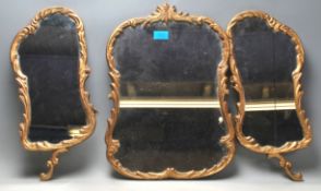 A good French triptych gilt ormolu wall mirror to