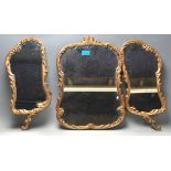 A good French triptych gilt ormolu wall mirror to