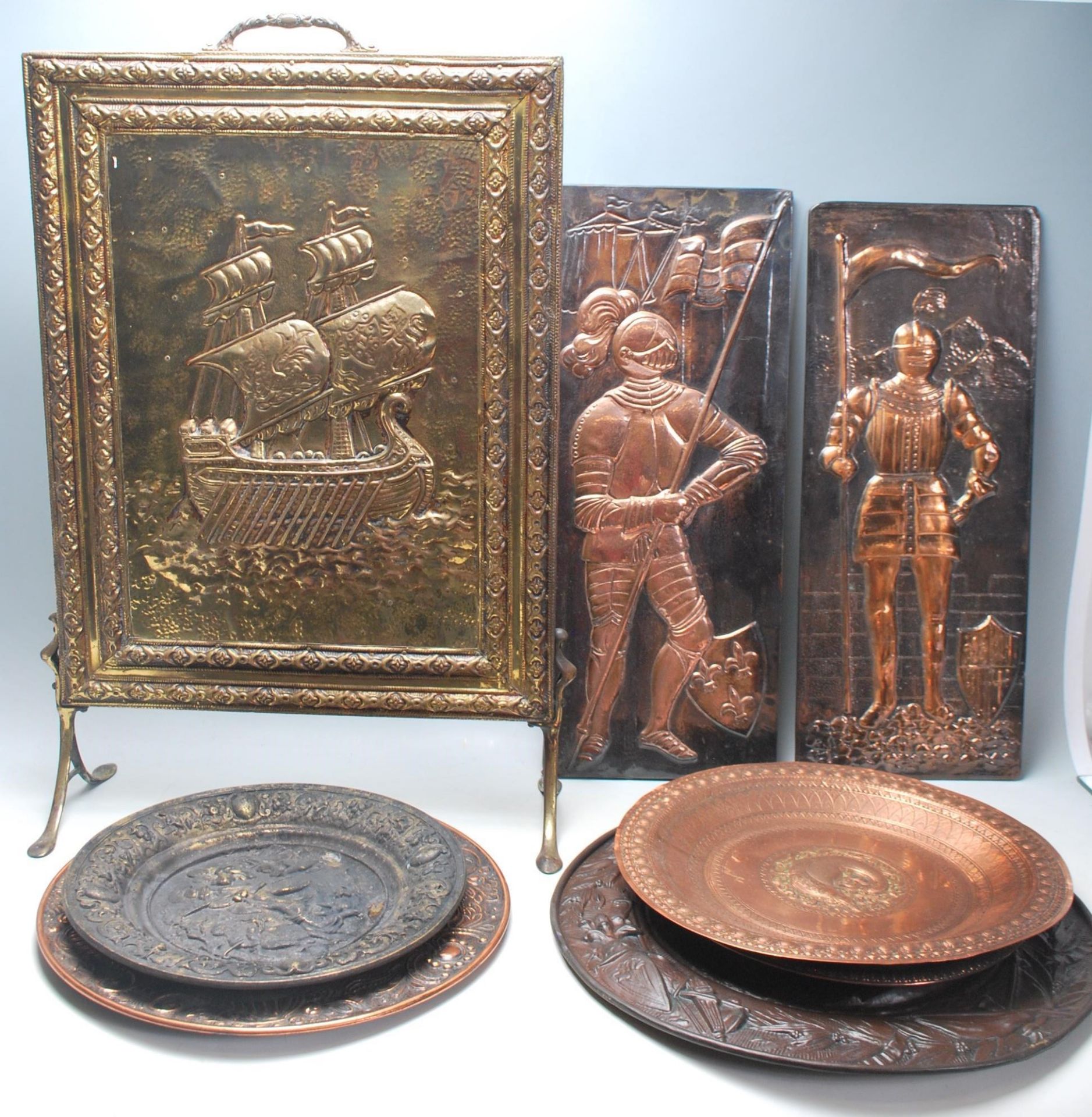 A good collection of early 20th century brass and copper items to include