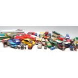 A large collection of 20th century vintage retro diecast toy cars to include matchbox cars, buses,