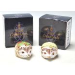 A pair of Royal Crown Derby paperweights to include Primrose Hedgehog and Holly Hedgehog, each