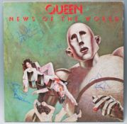 QUEEN NEWS OF THE WORLD - FULL BAND SIGNED VINYL LP RECORD