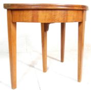 A Victorian 19th century fruitwood / walnut folding demi-lune half moon games  card table / tea