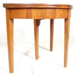 A Victorian 19th century fruitwood / walnut folding demi-lune half moon games  card table / tea