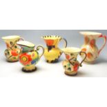 A group of five vintage 1930's Art Deco ceramic jugs to include three Czechoslovakian by Ditmar
