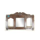 A 19th century Victorian antique carved oak hall mirror having bevelled edge central mirror