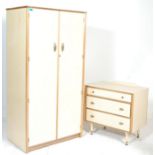 A 20th Century vintage Austinsuite teak wood bedroom suite comprising of a single wardrobe, dressing