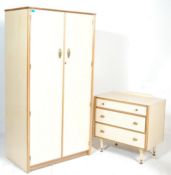 A 20th Century vintage Austinsuite teak wood bedroom suite comprising of a single wardrobe, dressing
