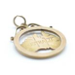 A 9ct gold pocket watch fob / pendant in a shape of Australia continent having engraved “ to my